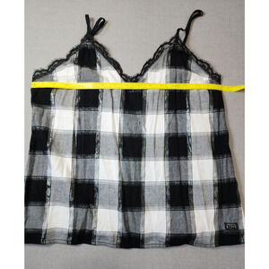 Victoria's Secret Womens Love Flannel Camisole XS Black Lace Babydoll Club Date